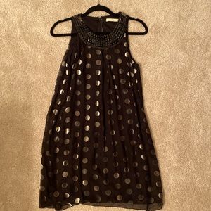 Weston Wear Black Polkadot Lace Overlay Sleeveless Dress S